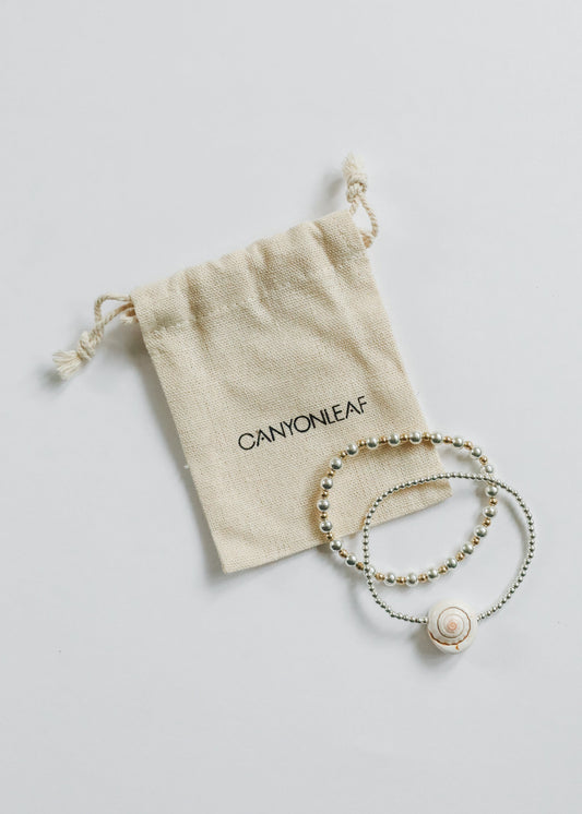 Sterling Silver + Sea Shell || Beaded Anklet or Bracelet