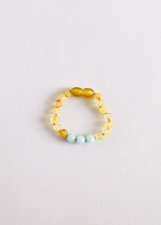 Raw Honey Baltic Amber + Amazonite || Anklet or Bracelet