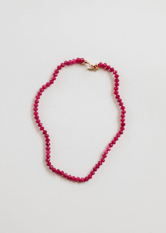 Pink Jade + 14k Gold Filled Toggle || Gemstone Necklace