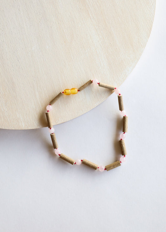 Hazelwood + Rose Quartz || Beaded Necklace