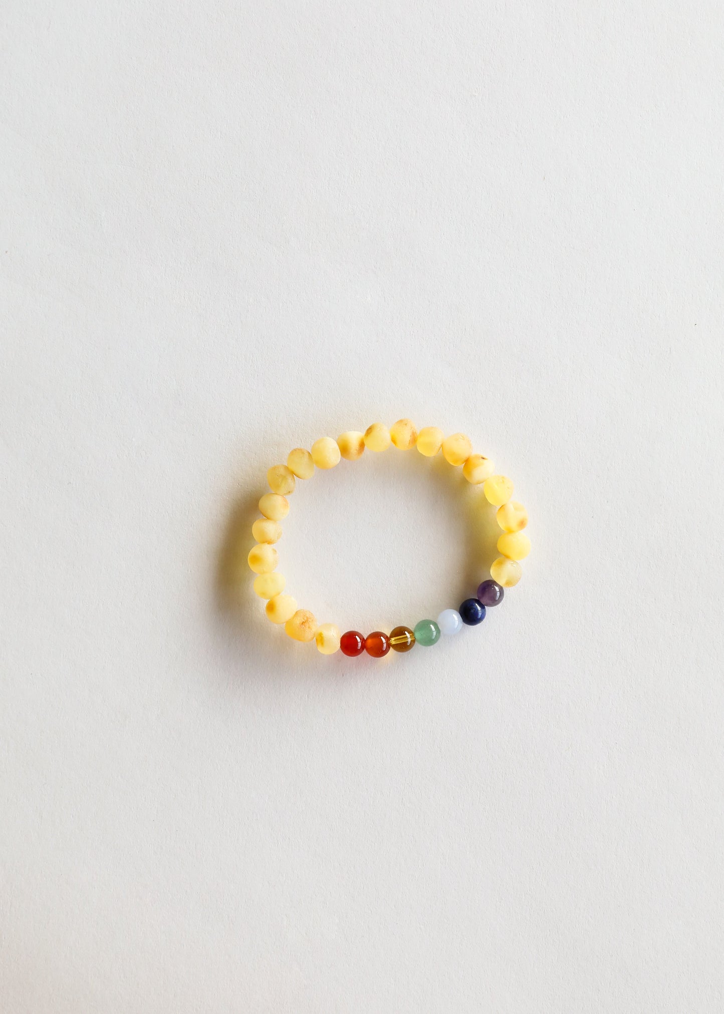 Raw Honey Baltic Amber + CHAKRA Crystals || Adult Bracelet