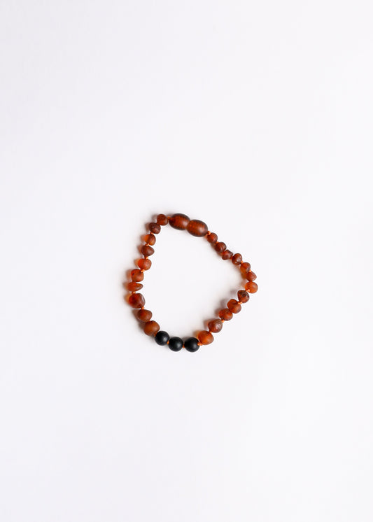 Raw Cognac Baltic Amber + Shungite || Anklet or Bracelet