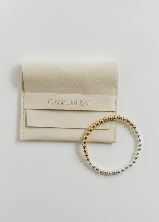 Sterling Silver + 14k Gold Filled Moon || Beaded Bracelet