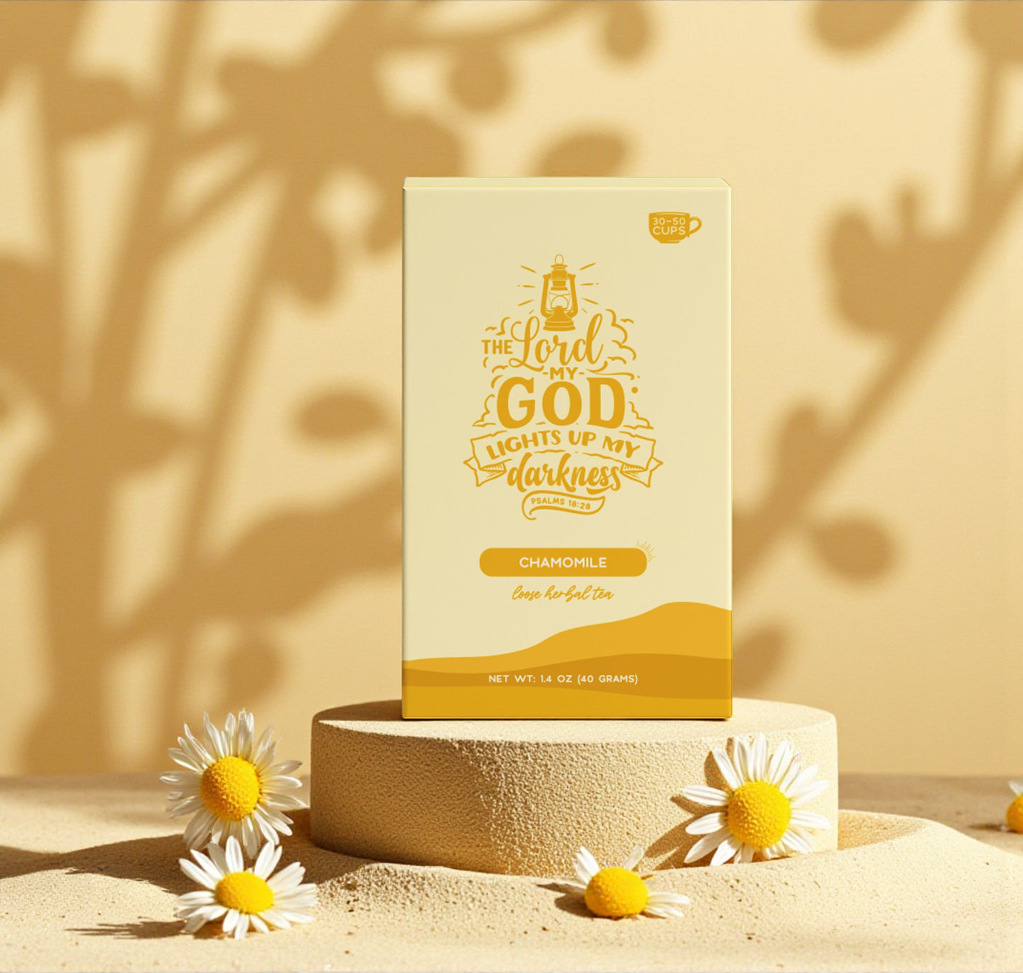 Bible Verse Tea "The Lord Lights Up My Darkness" Chamomile