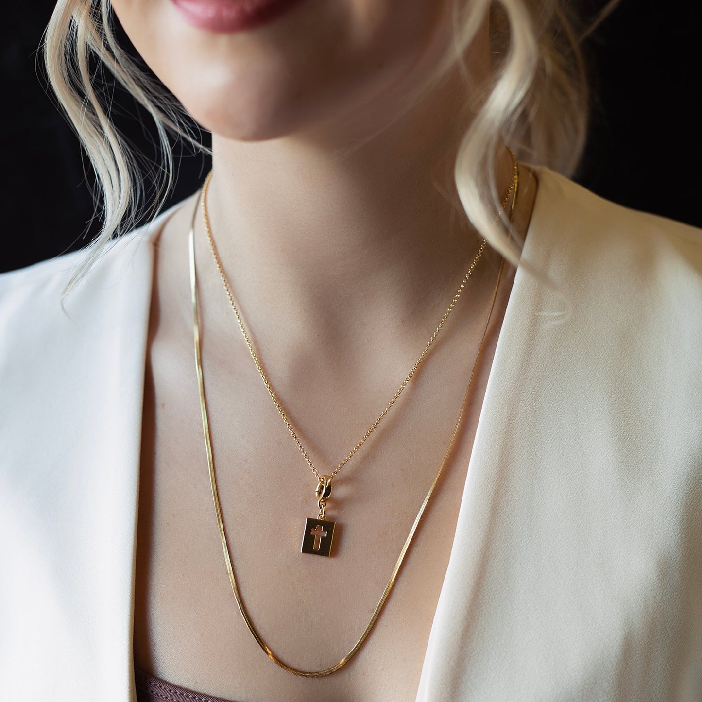 Hollow Cross Charm, Gold