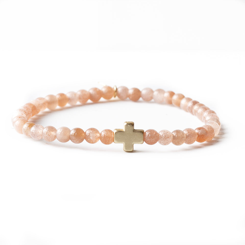 Faith Over Fear Cross Bracelet-Sunstone