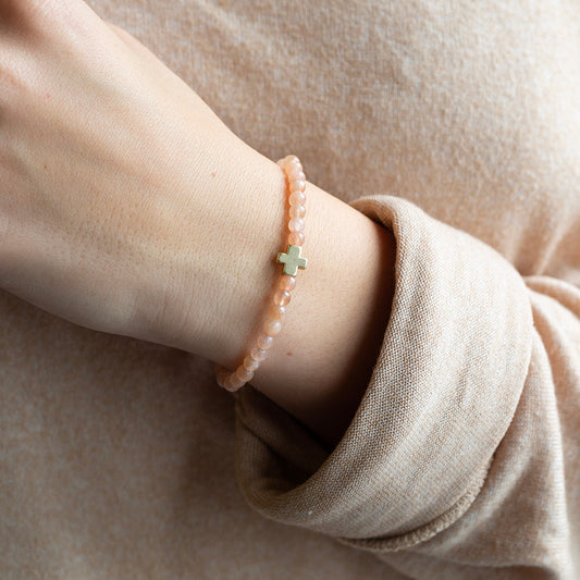 Faith Over Fear Cross Bracelet-Sunstone