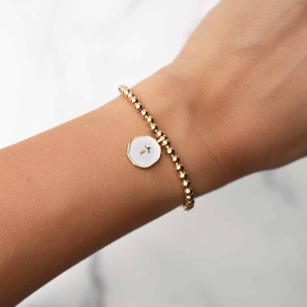 Faith Over Fear Bracelet-White Cross