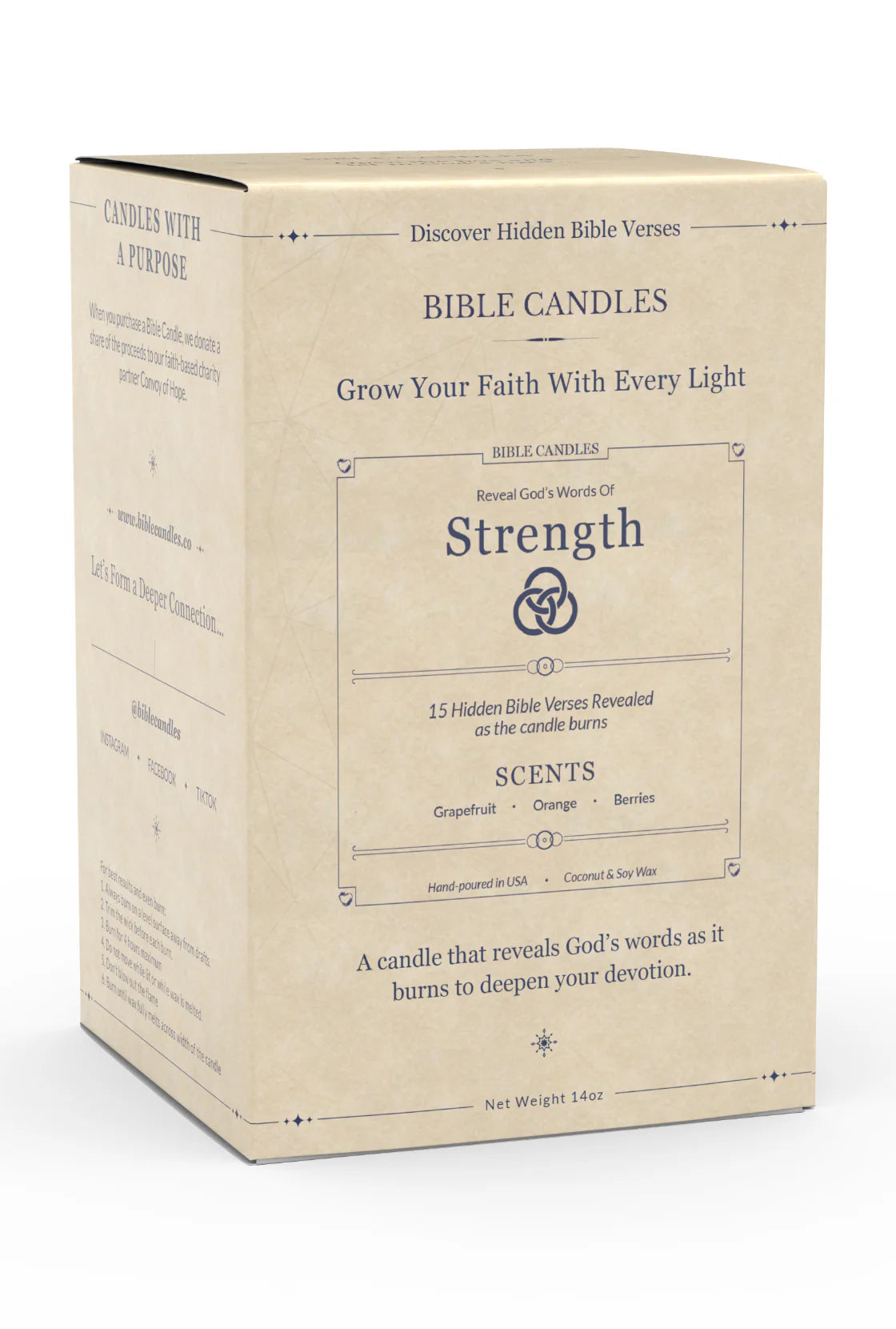 Strength Bible Candle - Grapefruit, Orange & Berry Scent with Hidden Verses