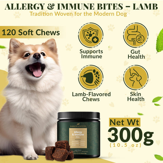 Allergy & Immune Bites for Dogs – Colostrum, Probiotics & Omega-3 – Seasonal Allergy & Itchy Skin Relief – Peanut Butter Flavor