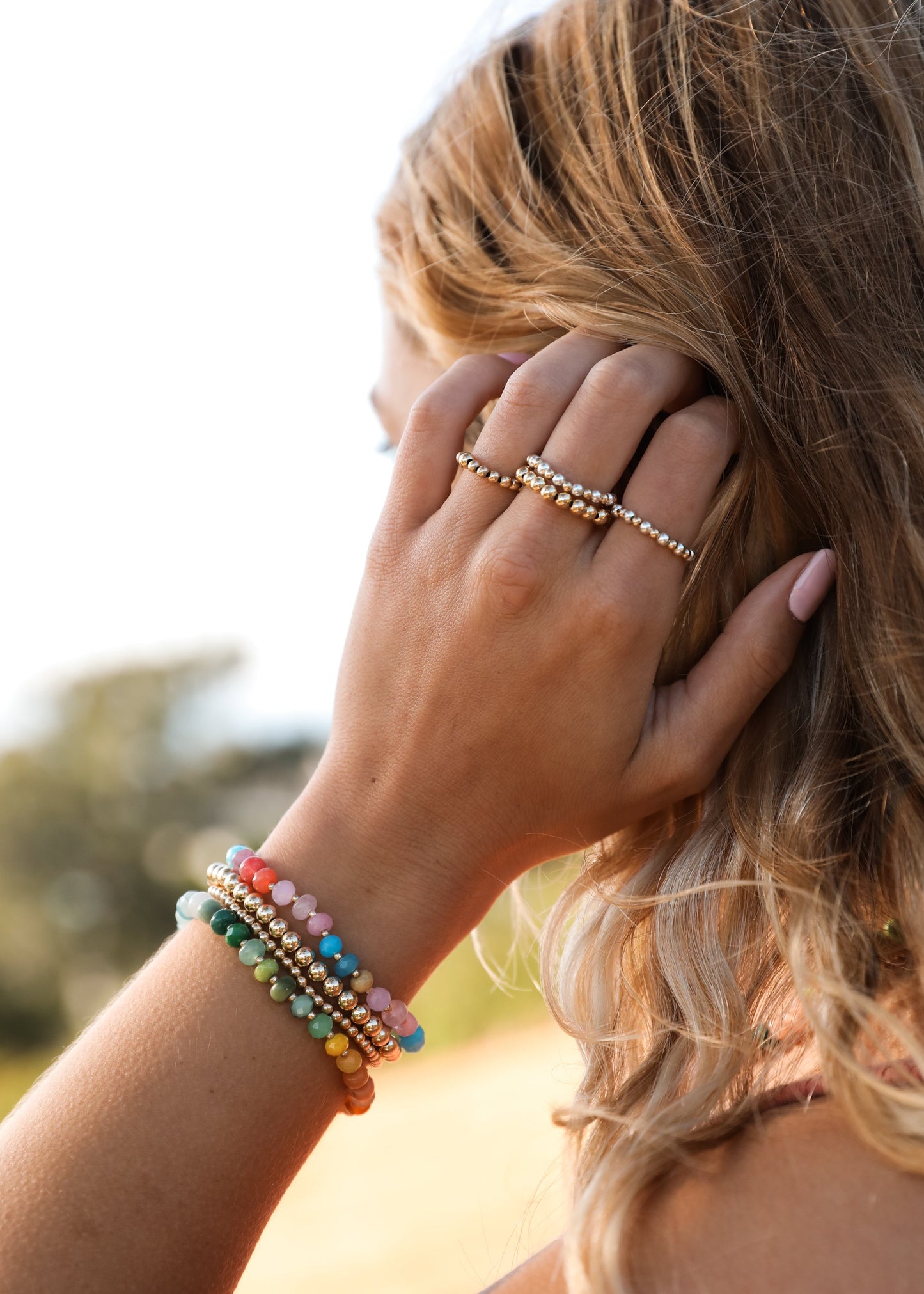 Natural Gemstone Bracelet + 14k Gold Filled Toggle : Sandbar