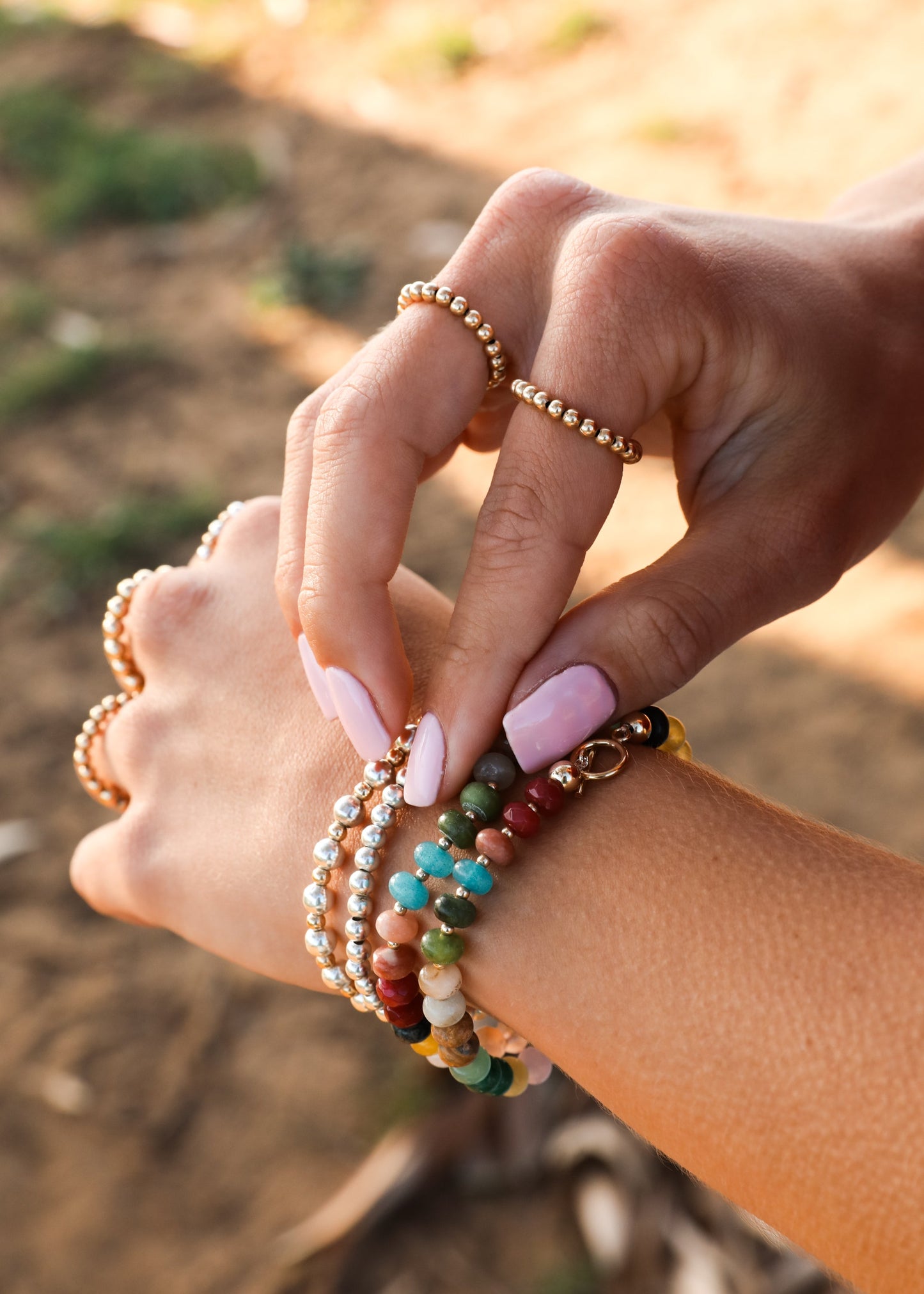 Natural Gemstone Bracelet + 14k Gold Filled Toggle : Sedona