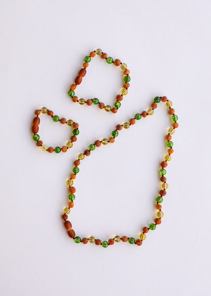 Raw Cognac Baltic Amber + Citrine + Peridot || Bracelet