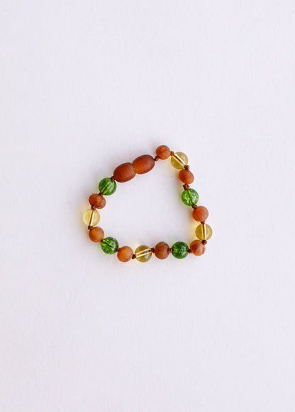 Raw Cognac Baltic Amber + Citrine + Peridot || Bracelet