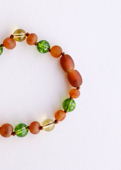 Raw Cognac Baltic Amber + Citrine + Peridot || Bracelet