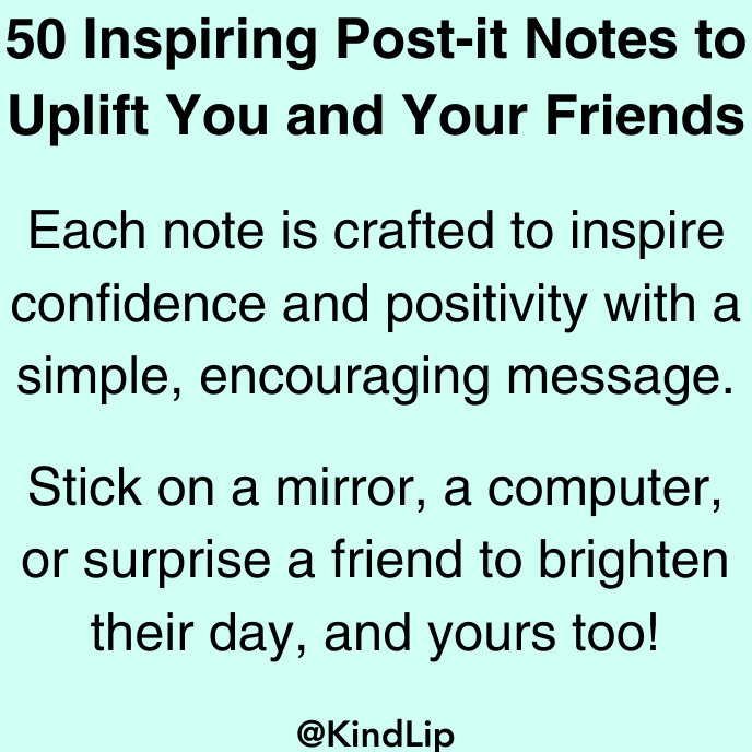 50 Unique Self-Affirmation Post-it Notes