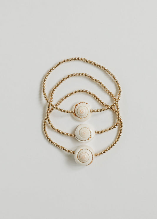 Dainty 14K Gold Filled + Sea Shell || Stretch Anklet or Bracelet