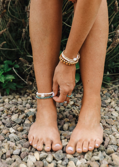 Natural Pearl + 14k Gold Filled Beaded || Anklet or Bracelet