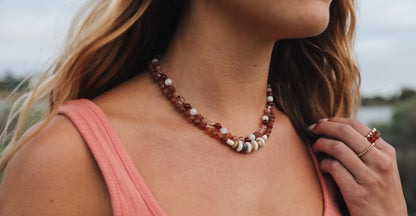 Raw Cognac Baltic Sea Amber + Natural Jasper || Necklace