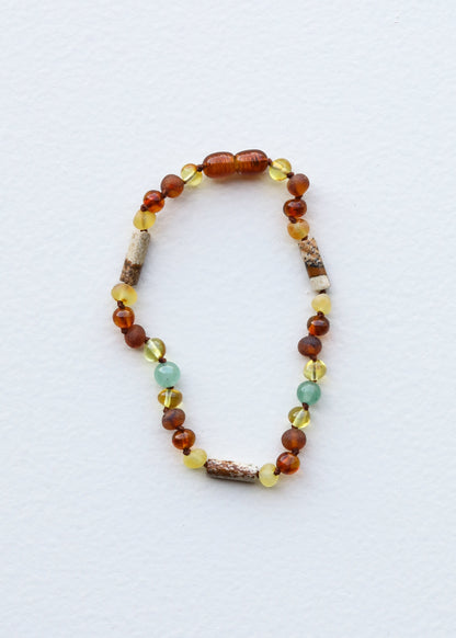 Baltic Sea Amber + Aventurine + Striped Agate || Necklace