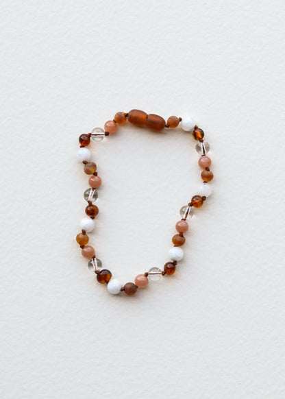 Baltic Sea Amber || Sunstone  + Moonstone || Natural Gemstone Necklace