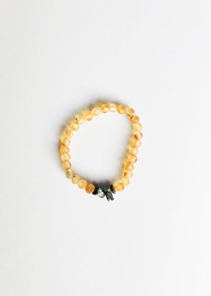 Raw Honey Baltic Amber + Raw Turquoise Jasper || Adult Bracelet