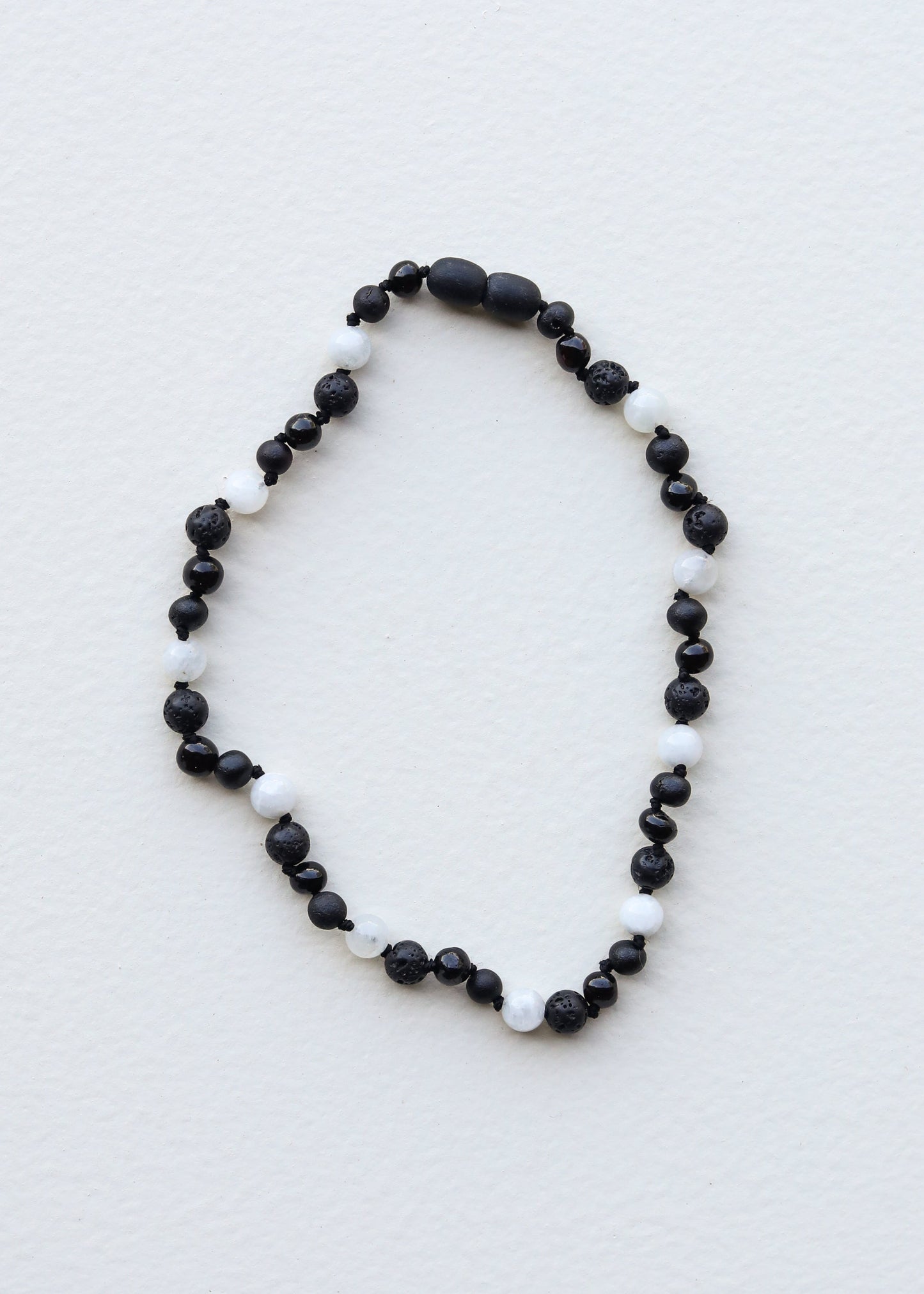 Raw Black Baltic Amber + Moonstone || Necklace