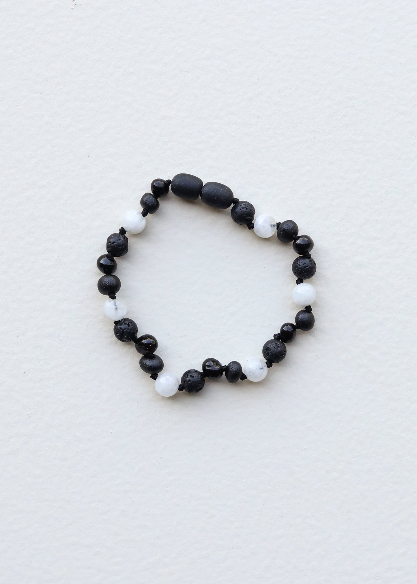 Raw Black Baltic Amber + Moonstone || Necklace
