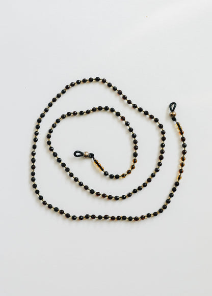 Baltic Sea Amber + Gemstone || Beaded Eyeglass Necklace - Natural Black