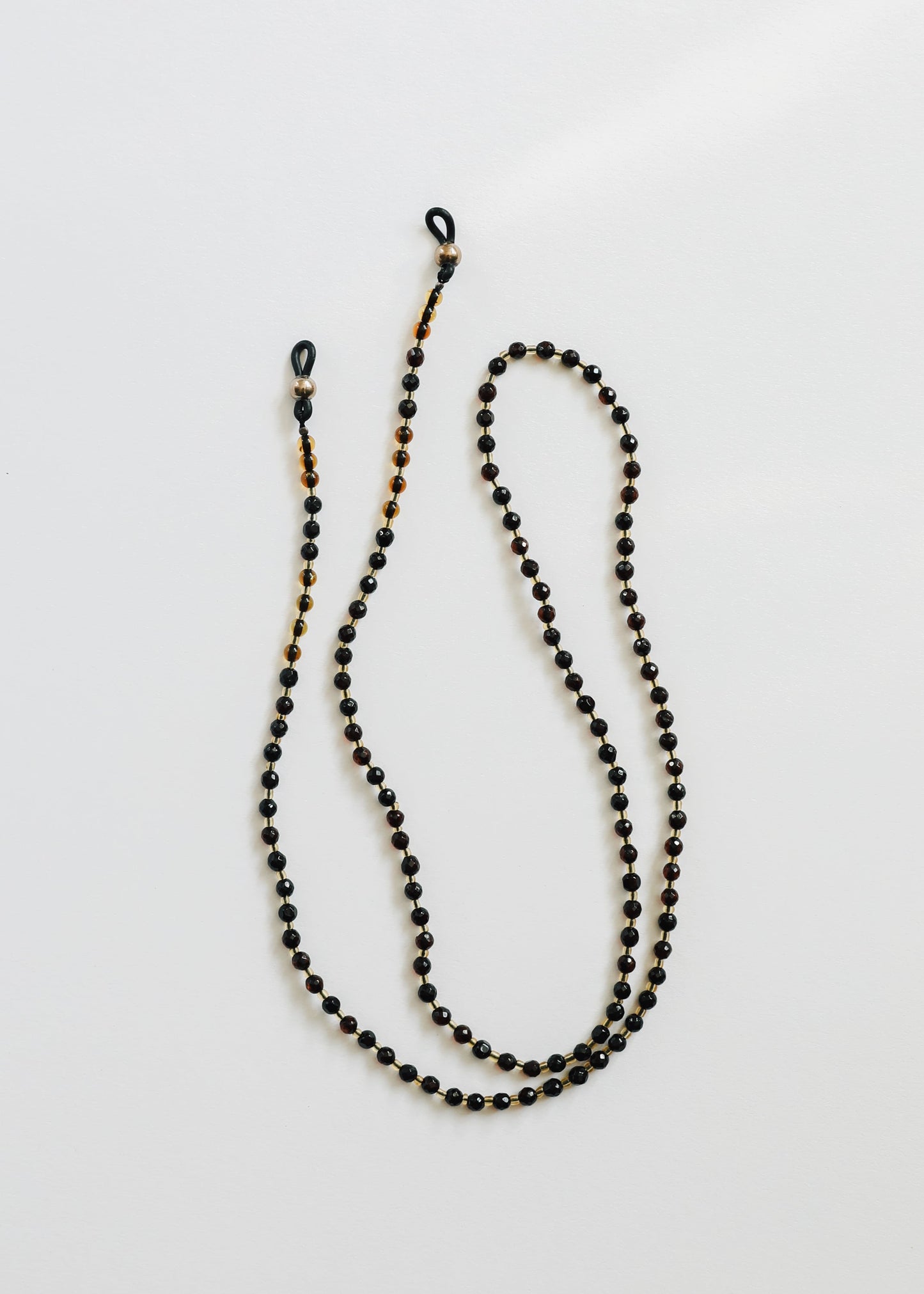Baltic Sea Amber + Gemstone || Beaded Eyeglass Necklace - Natural Black