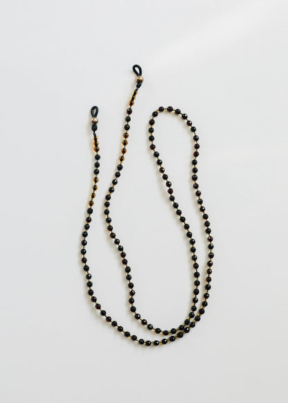 Baltic Sea Amber + Gemstone || Beaded Eyeglass Necklace - Natural Black