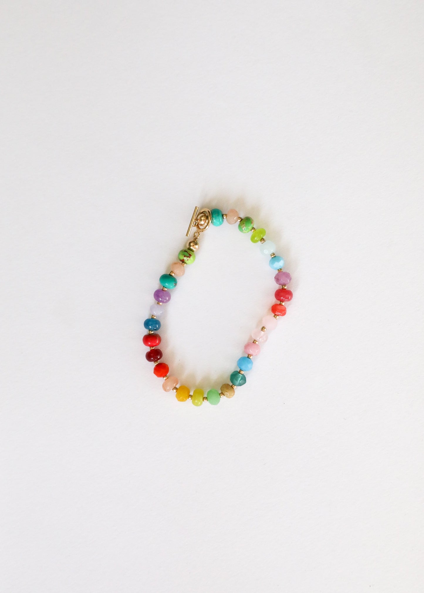 Natural Gemstone Bracelet + 14k Gold Filled Toggle : Skyline