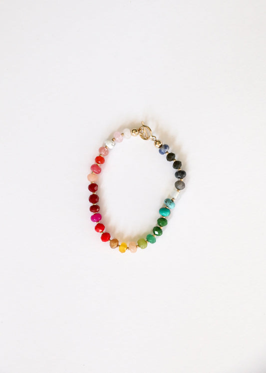 Natural Gemstone Bracelet + 14k Gold Filled Toggle : Paradise
