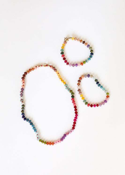 Natural Gemstone Necklace + 14k Gold Filled Toggle : Gold Rush