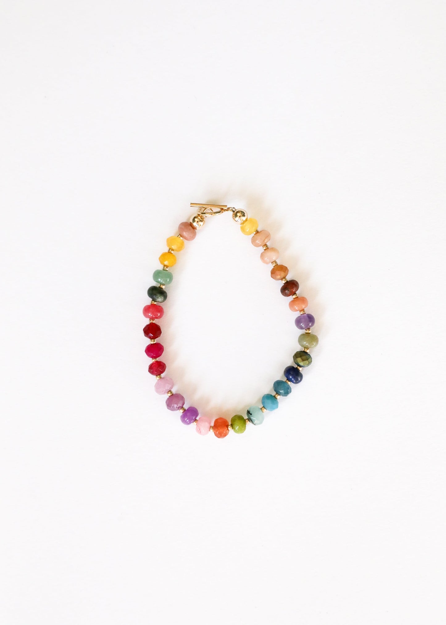 Natural Gemstone Bracelet + 14k Gold Filled Toggle : Gold Rush