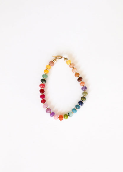 Natural Gemstone Bracelet + 14k Gold Filled Toggle : Gold Rush