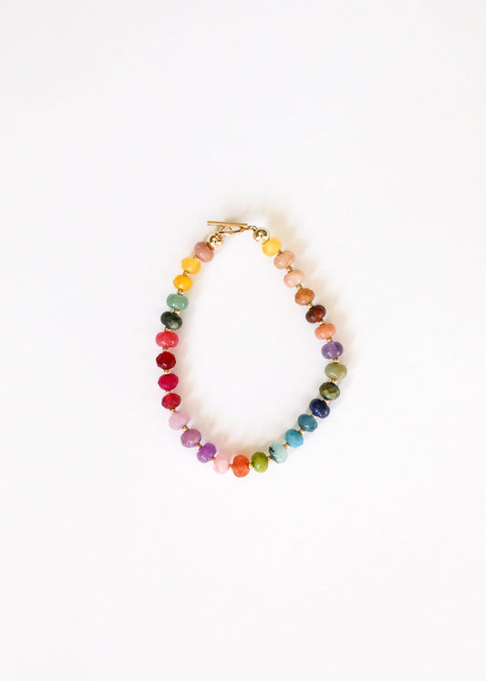 Natural Gemstone Bracelet + 14k Gold Filled Toggle : Gold Rush