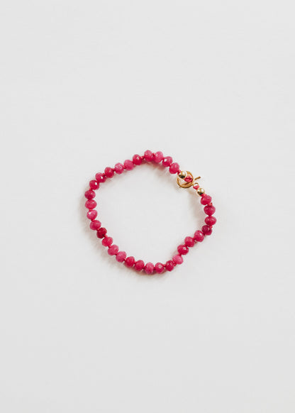 Pink Jade + 14k Gold Filled Toggle || Gemstone Bracelet or Anklet
