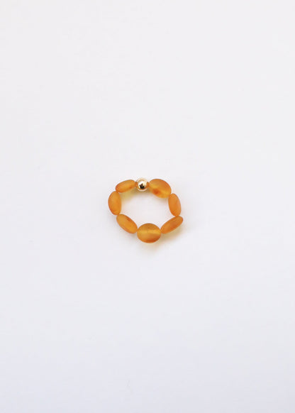 Raw Honey Baltic Amber + 14K Gold Filled || Beaded Stretch Ring