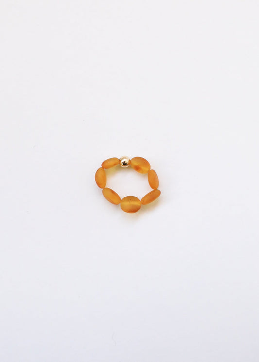 Raw Honey Baltic Amber + 14K Gold Filled || Beaded Stretch Ring