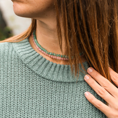 Natural Rose Quartz + 14k Gold Filled Toggle || Gemstone Necklace