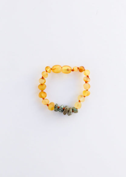 Raw Honey Baltic Amber + Raw Turquoise Jasper || Anklet or Bracelet