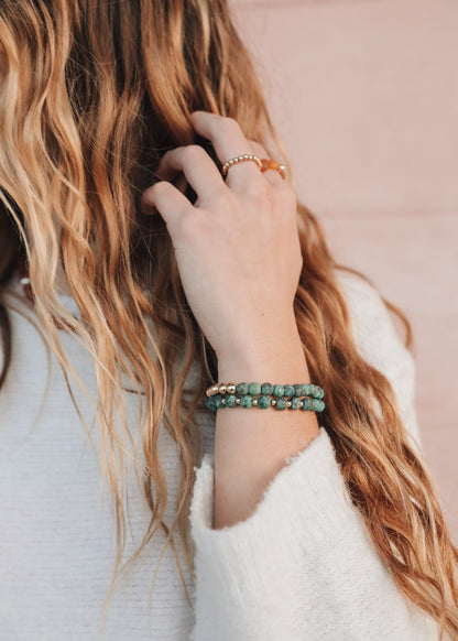 Turquoise Jasper :14k Gold Filled Sun + Moon || Adult Bracelets