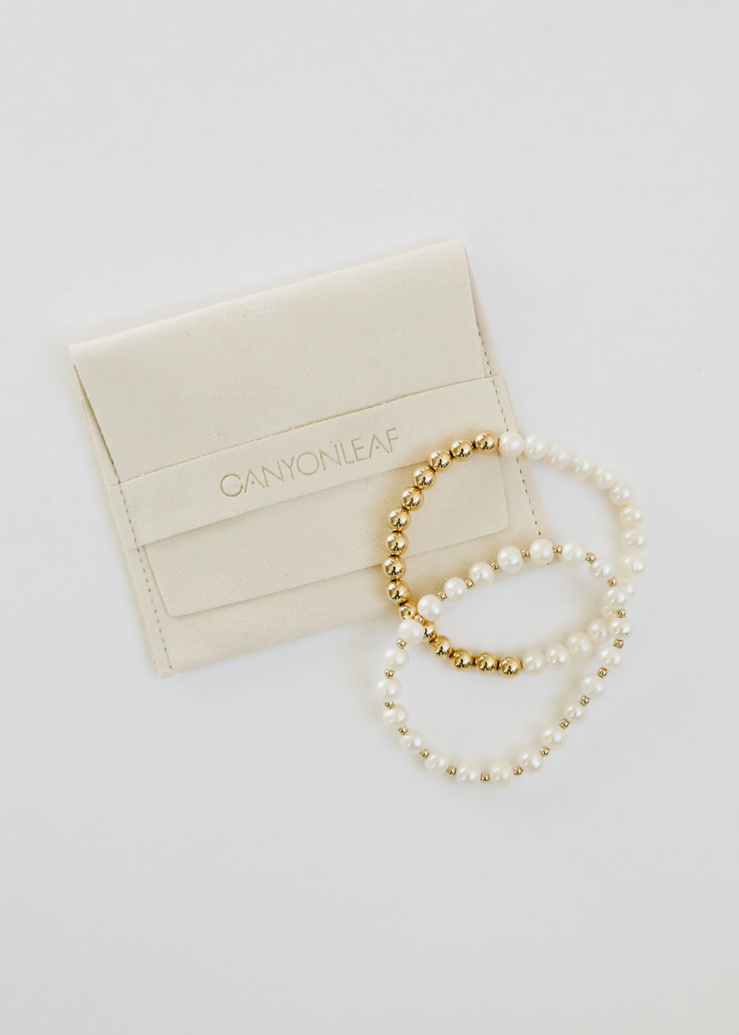 Pearl : 14k Gold Filled Sun + Moon || Stretch Bracelets