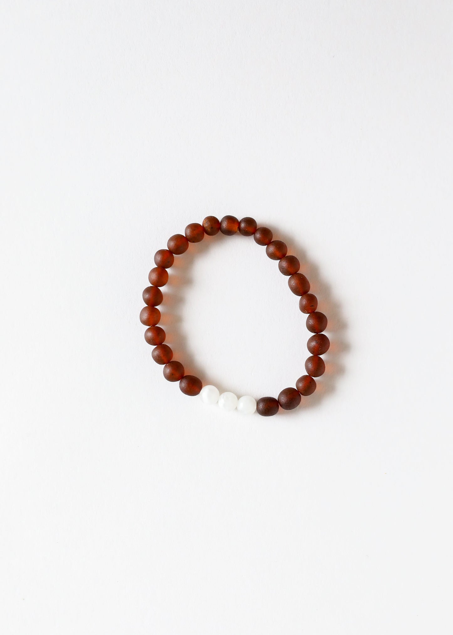 Raw Cognac Baltic Amber + Moonstone || Adult Bracelet