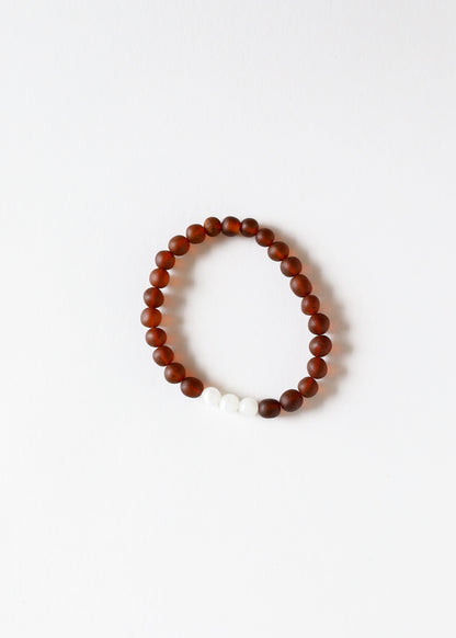 Raw Cognac Baltic Amber + Moonstone || Adult Bracelet
