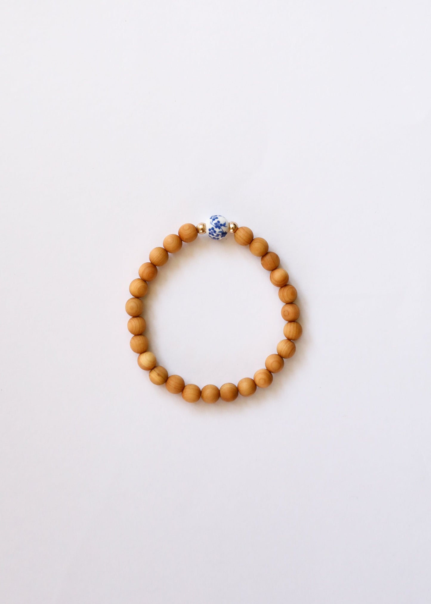 Cypress Wood || 14K Gold Filled + Vintage Flowers || Beaded Bracelet