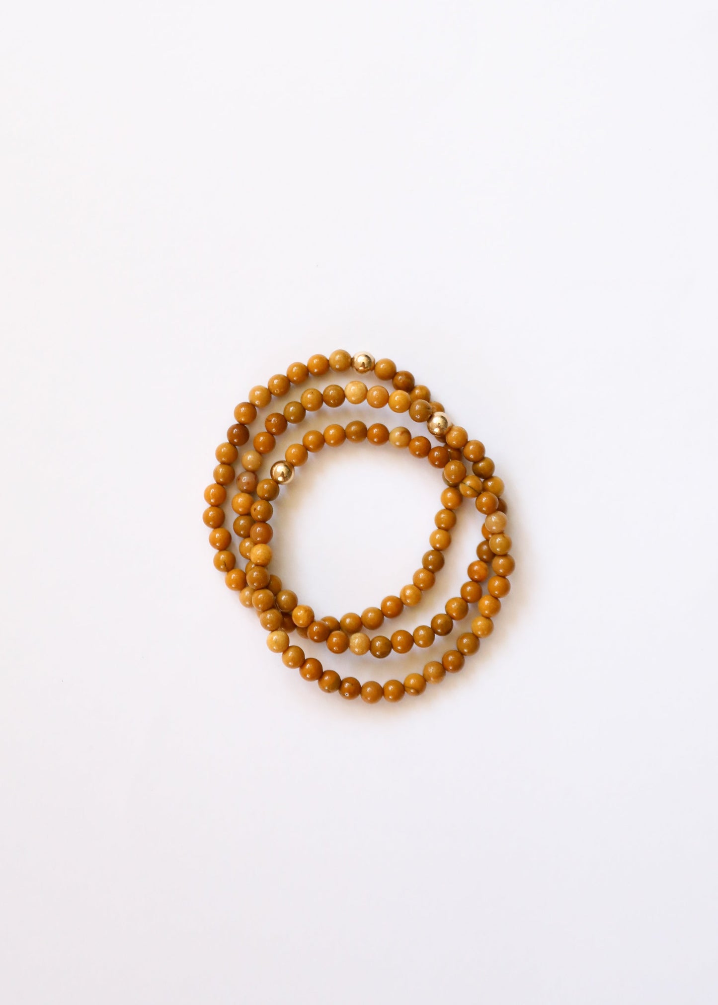 Dainty Golden Mookaite Jasper + 14K Gold Filled || Beaded Stretch Bracelet
