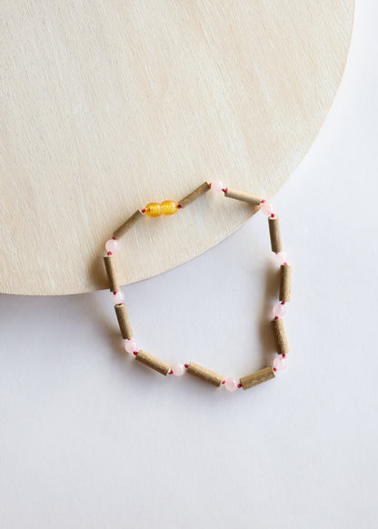 Hazelwood + Rose Quartz || Beaded Necklace