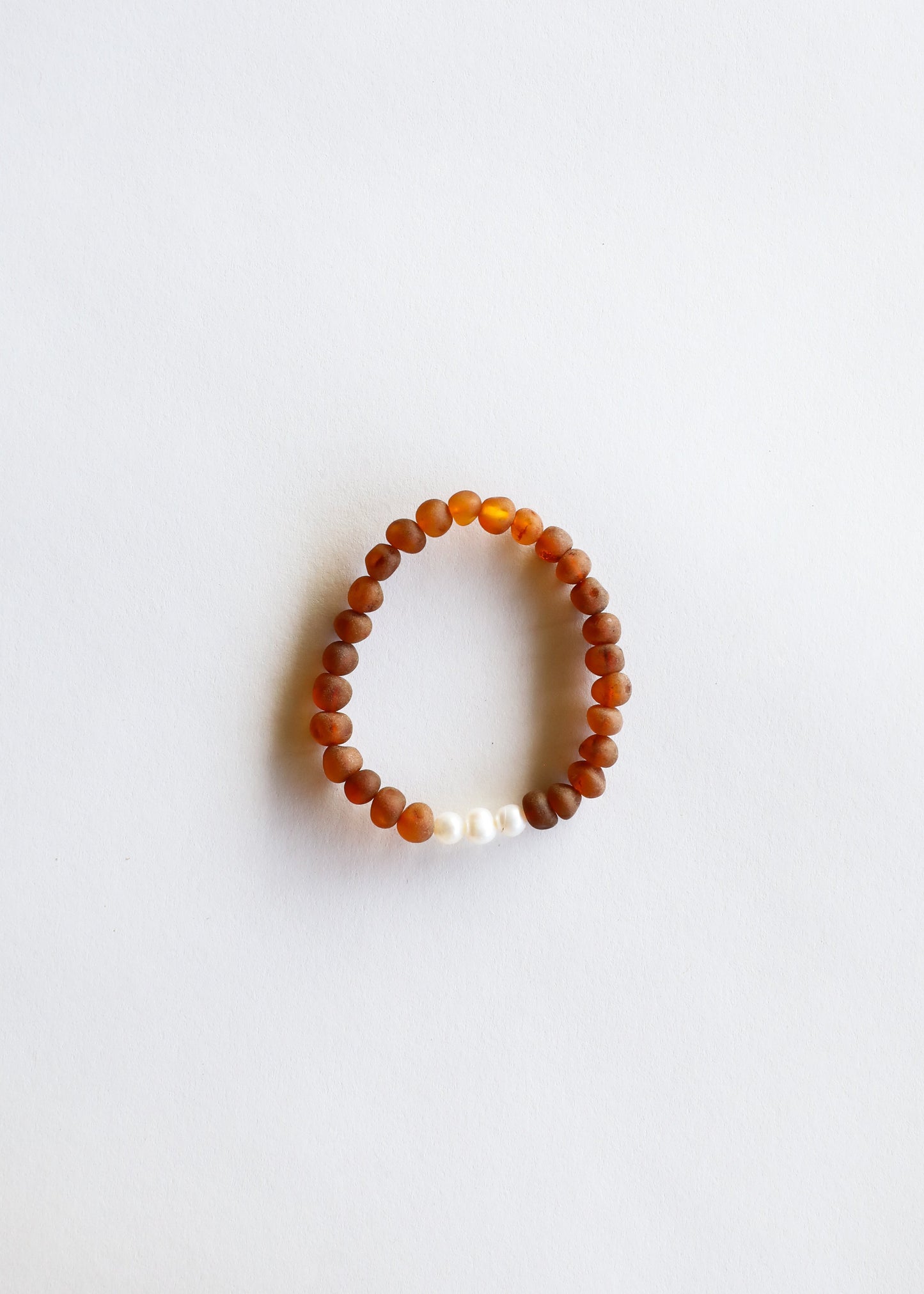 Raw Cognac Baltic Amber + Pearls || Adult Bracelet
